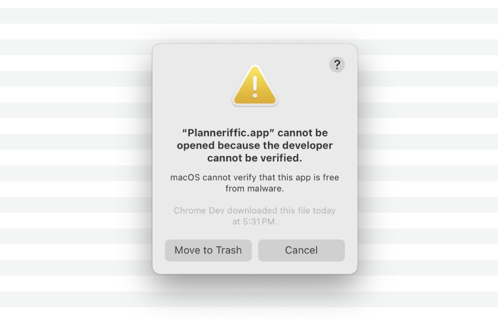 Mac app unidentified developer warning