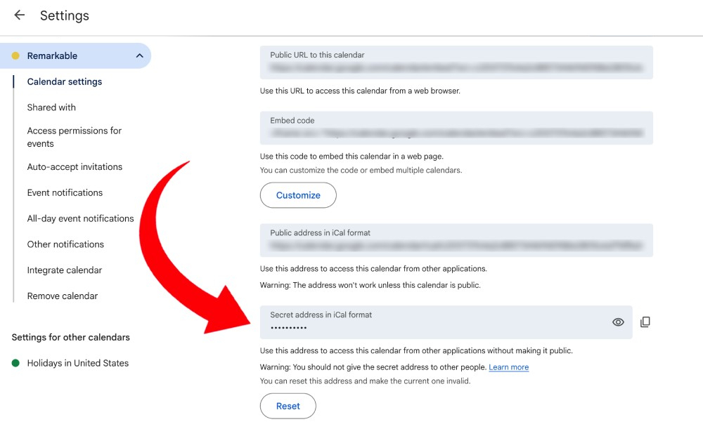 Google Calendar iCal for ReMarkable Paper Pro Move
