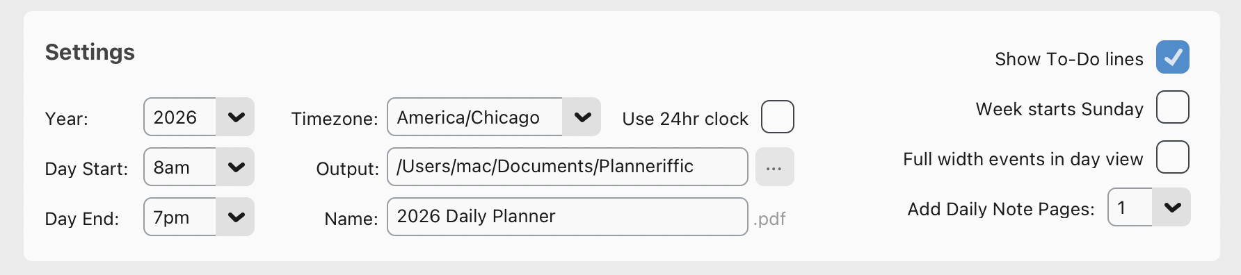Planneriffic Settings for ReMarkable Paper Pro Move