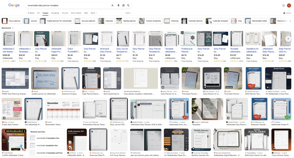 PDF planner templates for reMarkable Paper Pro Move