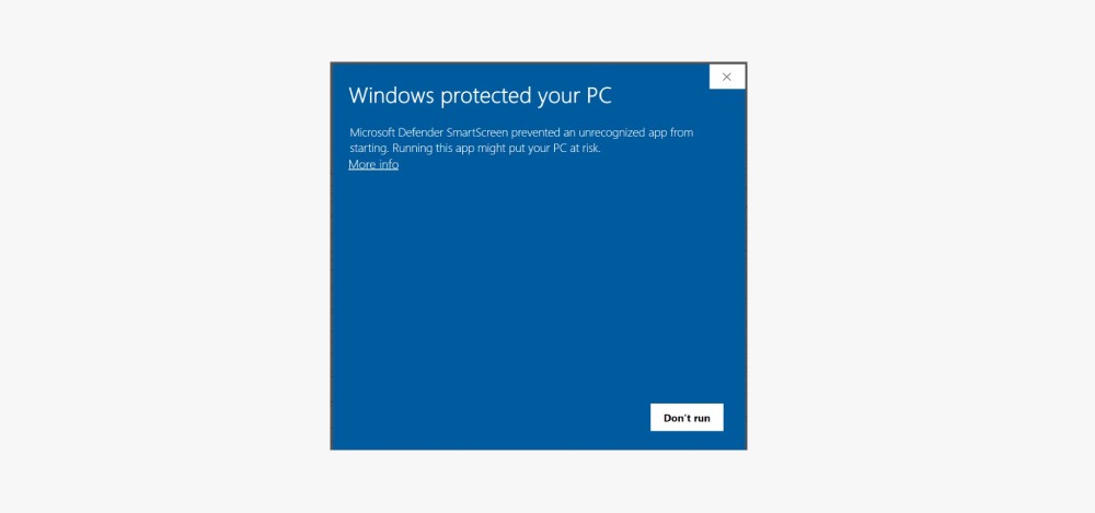 Windows defender app warning