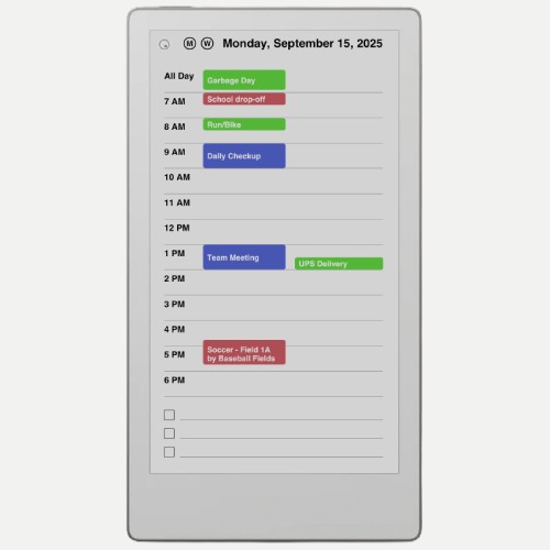 Daily view with hourly schedule