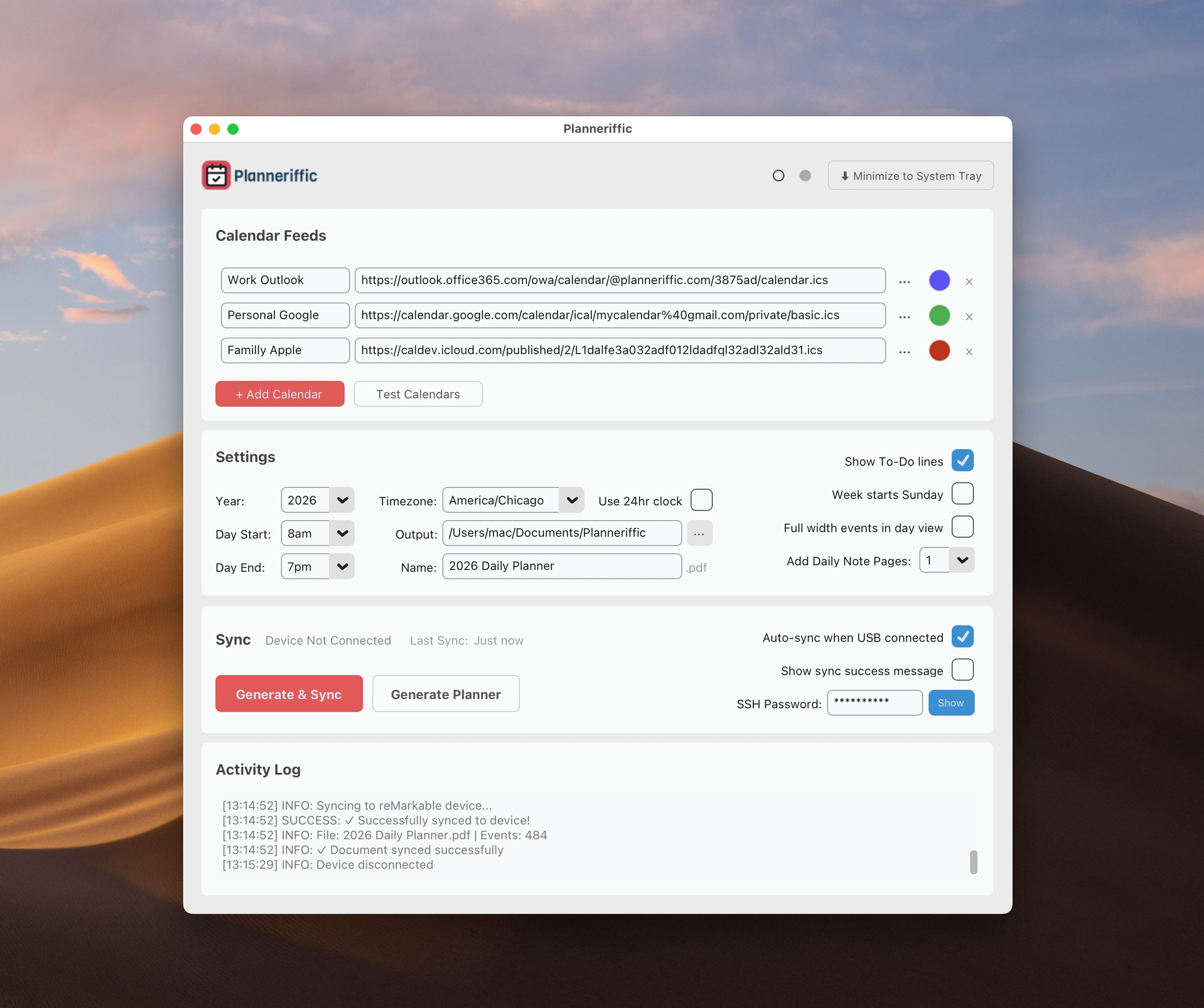 Planneriffic desktop app