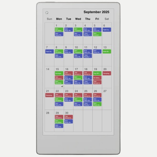 Month view with daily calendar grid